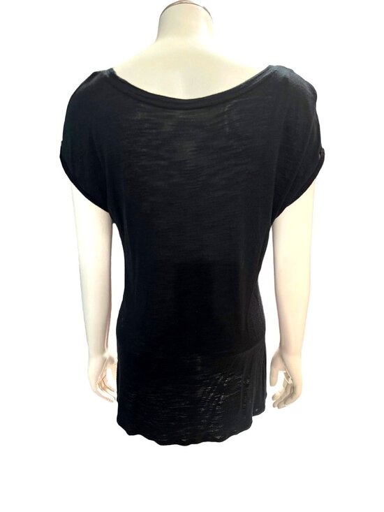 Apt 9 Medium Black Bon Voyage Graphic Tees Slub Knit Pariscore Casual Streetwear - Picture 3 of 9